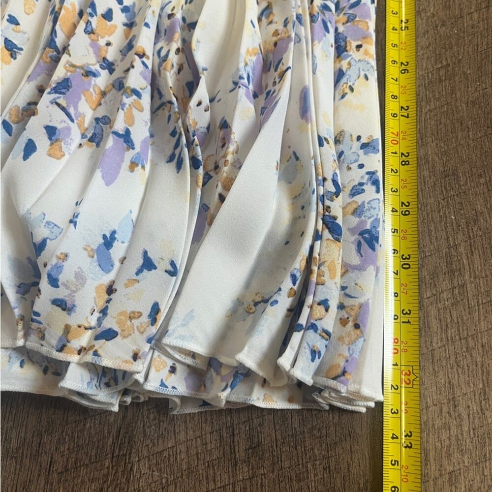 Vince Camuto Pleated Midi Skirt Womens Small Ivory Floral Elastic Waist Lined - Picture 8 of 9